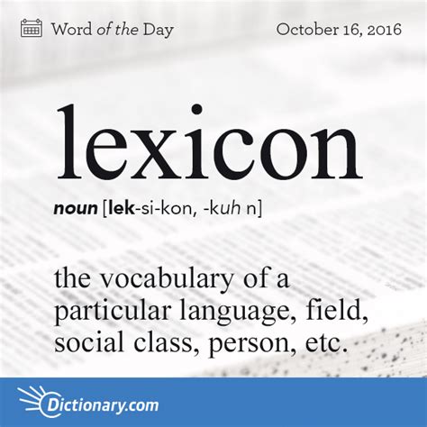S Word Of The Day Lexicon The Vocabulary Of A