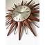 Metamec Sunburst Wall Clock In Teak And Brass  1960s Design Market