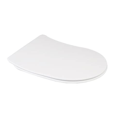 Slim D Shaped Soft Close Toilet Seat With Quick Release Hinges White