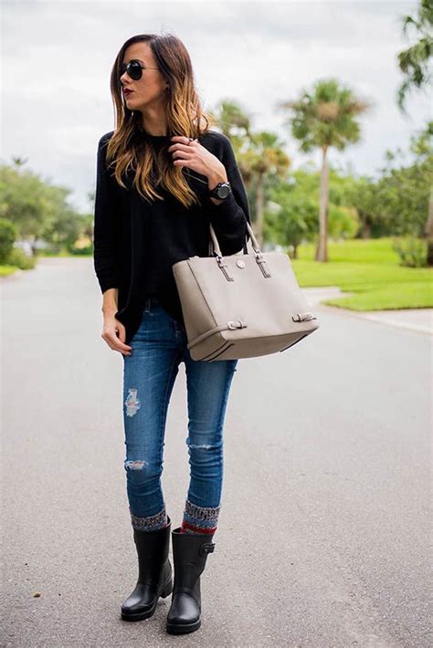 Stylish Outfits With Rain Boots That Really Make A Splash