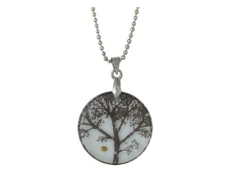 Mustard Seed Of Faith Tree Silhouette Silver Necklace