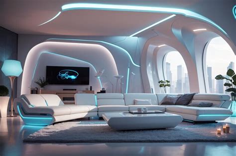 Premium Ai Image Sleek Futuristic Living Room