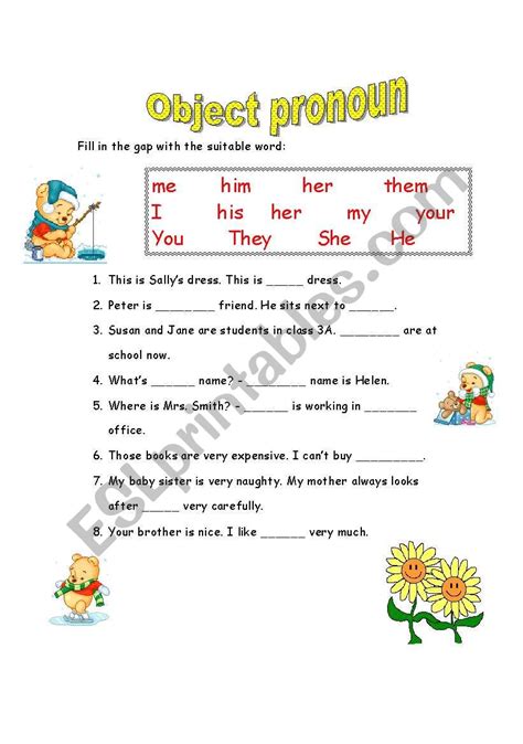 Ficha De Object Pronouns Para Beginner Fichas Actividades Sexiz Pix