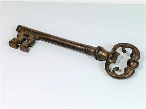 Antique 1800s Victorian Ultra Rare Large Brass Complex Skeleton Key