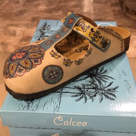 Calceo Shoes Calceo Blue Medallion Vegan Leather Mules Poshmark