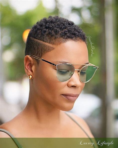 Tapered Haircut With A Disconnected Side Part Twa Black Woman