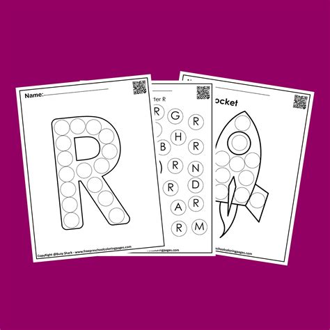 Letter R Dot Markers Free Coloring Pages Busy Shark