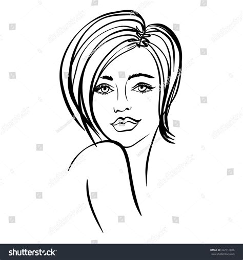 Beautiful Girl Face Sketch Vector Portrait Stock Vector 322510886 Shutterstock