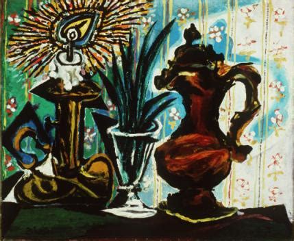 Still life with a bottle of rum. Still life with candle - Pablo Picasso - WikiArt.org ...