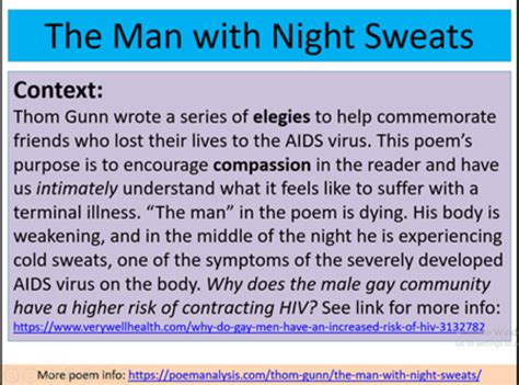 The Man With Night Sweats By Thom Gunn Lesson And 1000 Word Model Essay Cie Poetry Igcse