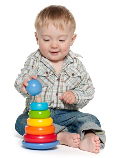 Cute Baby Boy Is Playing With Toys Stock Image Image Of Clever