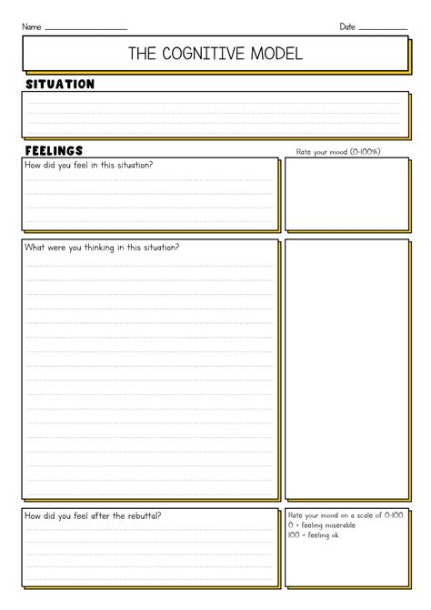 Cbt Thought Feeling Behavior Worksheet