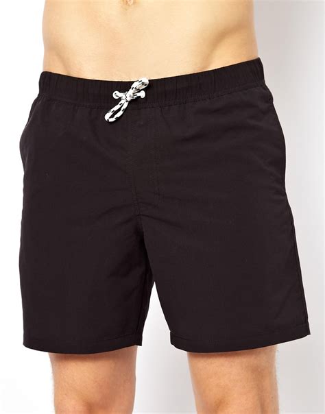 Asos Swim Shorts In Mid Length In Black For Men Lyst