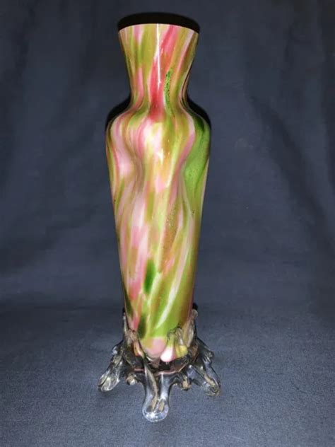 Antique Victorian Bohemian Franz Welz Cased Spatter Glass Vase C 1900 29 78 Picclick
