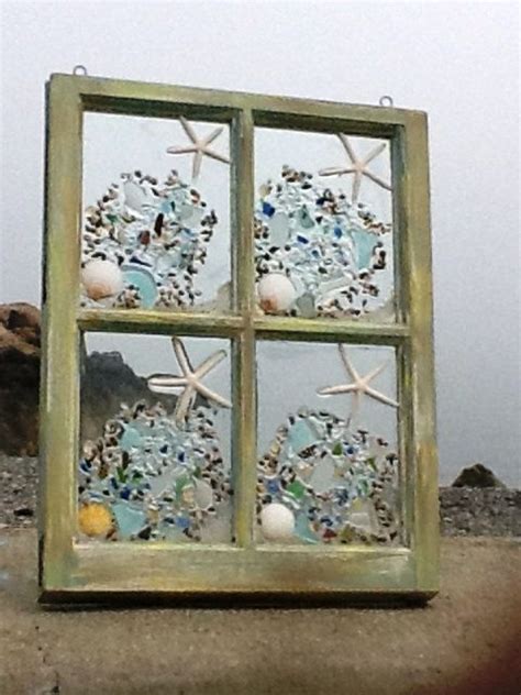 Sea Glass Window 4 Pane By Beachcreation On Etsy Sea Glass Window