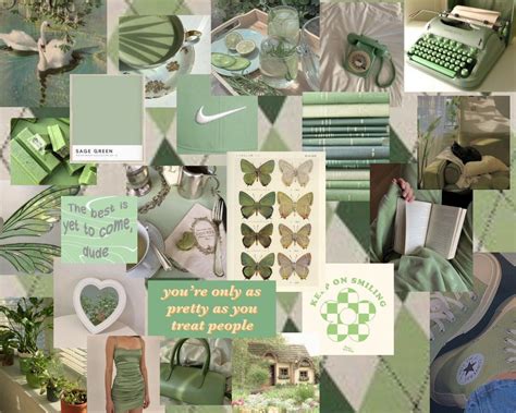 Sage Green Aesthetic Collage Wallpaper ♡ Green Aesthetic Sage Green