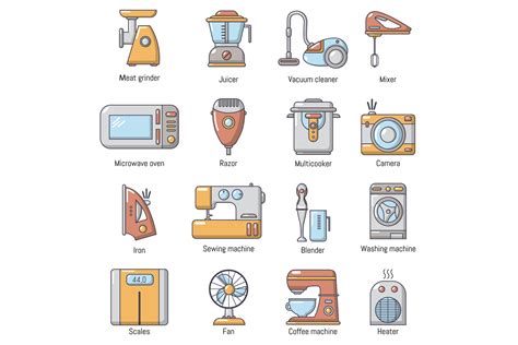 Domestic Appliances Icons Set Gráfico Por Ylivdesign · Creative Fabrica