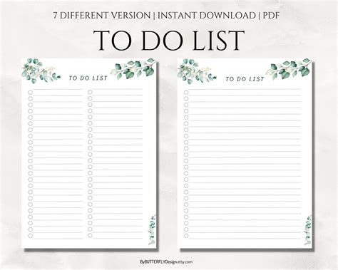 Minimal To Do List Printable Simple Tasks List Template Productivity