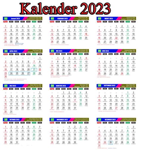 Kalender 2023 Format Cdr Pdf Lengkap Tanggal Merah 2023 Gratis Hot