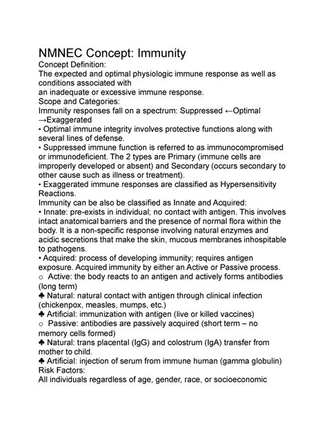 Immunity Sd Lecture Notes Nmnec Concept Immunity Concept