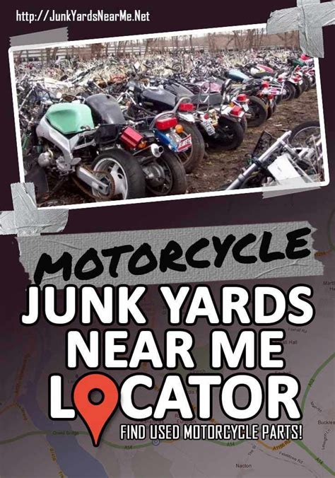Many auto parts are removed from broken cars and put into stock and are ready to be delivered next day. Find motorcycle salvage yards near you. This is the best ...