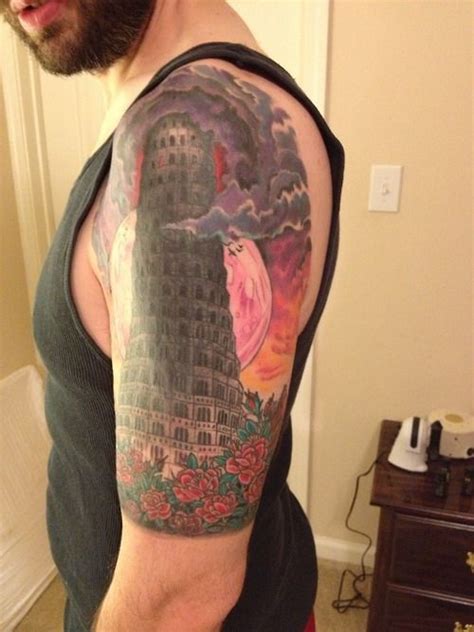 Nice Tower Tattoo I Think Id Want It Darker But I Like The Size