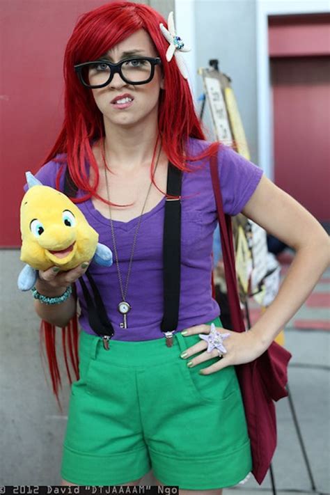 Detailed Cosplay Of Hipster Ariel With Flounder Me Gusta Costumes Halloween Disney Couples