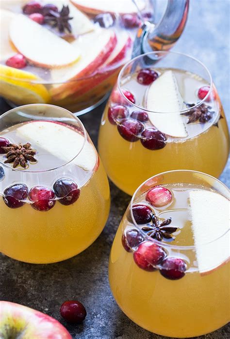Thanksgiving Sangria With White Wine Apple Cider Spiced Syrup And