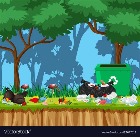 Litter In Forest Royalty Free Vector Image Vectorstock