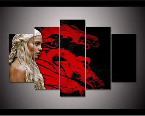 Framed Hd Print 5pcs Game Of Thrones Daenerys Targaryen Canvas Art