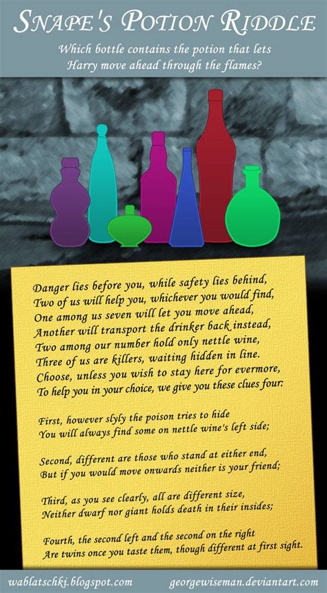 The members with the know how for harry potter: Snape's Potion Riddle by GeorgeWiseman.deviantart.com on ...