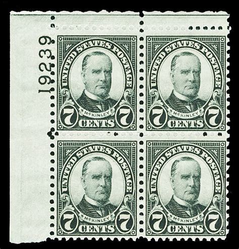 Scott 639 7¢ Mckinley Plate Block Of 4 Mint Nh United States General