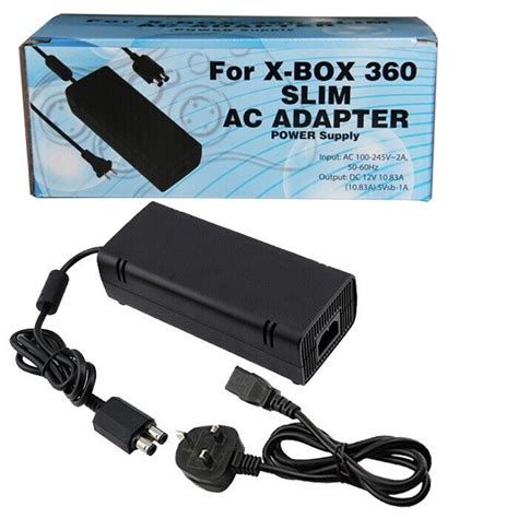 Xbox 360 Slim Ac Brick Adapter Power Supply 135w Mains Charger Cable Uk