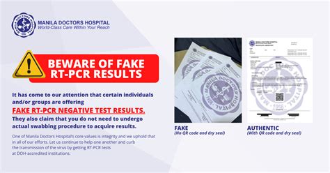 Beware Of Fake Rt Pcr Test Results Manila Doctors Hospital