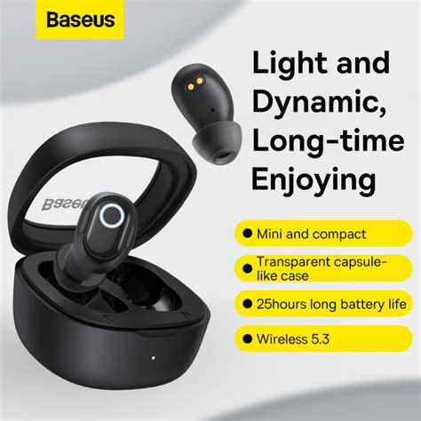 Baseus Tws Wm02 Bowei True Wireless Earphone Black Ngtw180101 Baseus