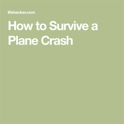 How To Survive A Plane Crash Survival Crash Writing Tips