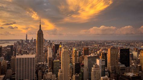 Landscape Clouds City Manhattan Sunset New York City Wallpapers Hd