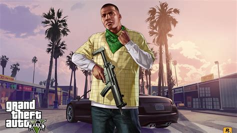 Franklin Clinton With A Gun In Grand Theft Auto V Hd Desktop Wallpaper