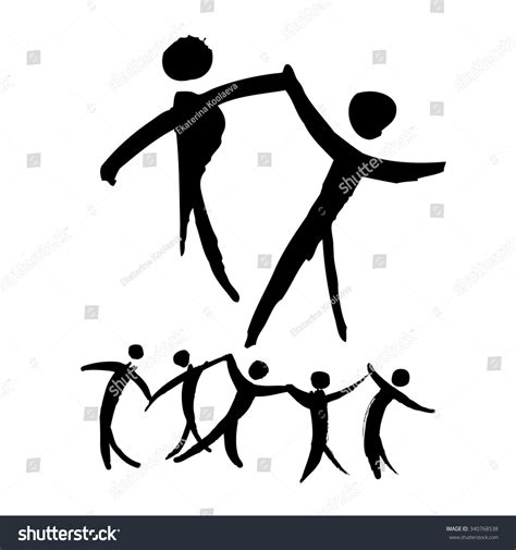 Dancing People Hand Drawn Illustration Logo And Label Template