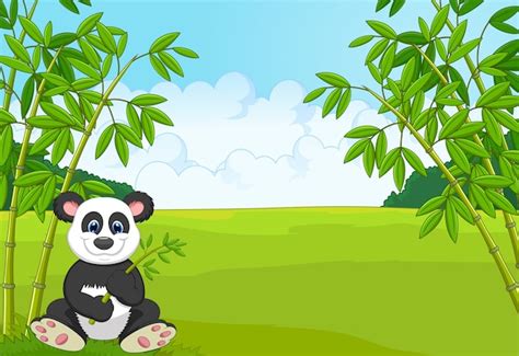 Cartoon Panda Presenting Premium Vector