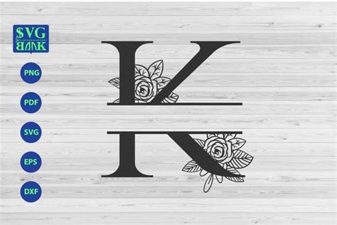 Split Monogram Letter K Svg Alphabet Floral Initial Logo K 342920