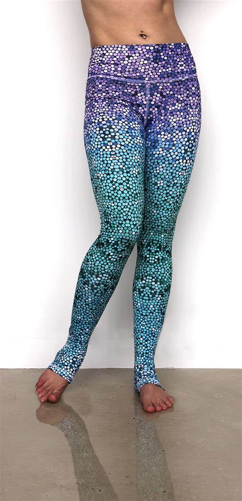 Unique Yoga Pants Cute Mosaic Mermaid Leggings Haute Couture