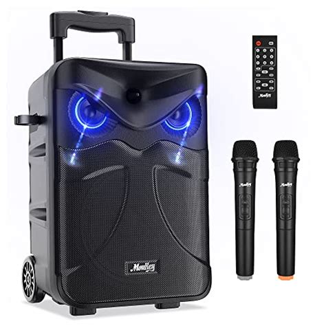 moukey outdoor speaker 10 subwoofer pa system portable karaoke machine with 2 wireless