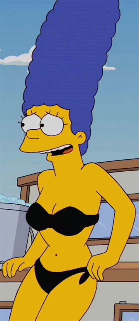 Marge Simpson Wearing Her Black Bikini By Steamanddieselman On Deviantart