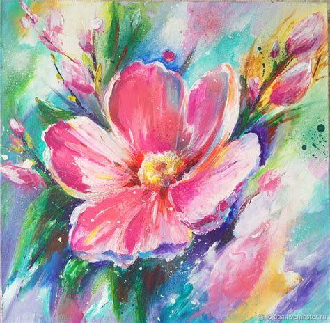 Acrylic Painting Spring Flowercanvas 4040 Cm Shop Online On