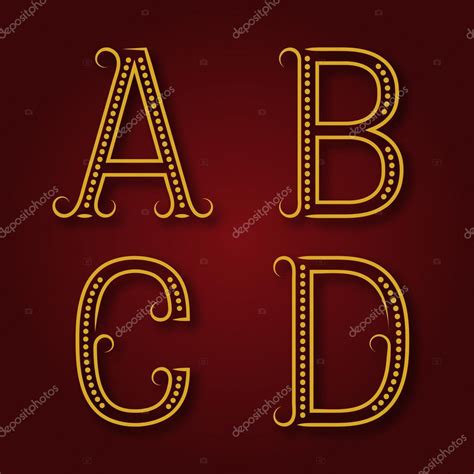 A B C D Golden Letters With Shadow Stock Vector Image By
