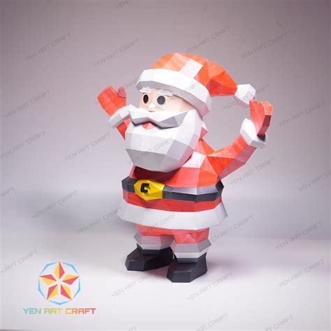 Papercraft Santa Claus Pdf Svg Template For Creating 3d Santa Etsy