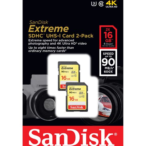 Read speed up to 90mb/sec. Original SanDisk Extreme 16GB SDHC Memory Card Twin Pack ...