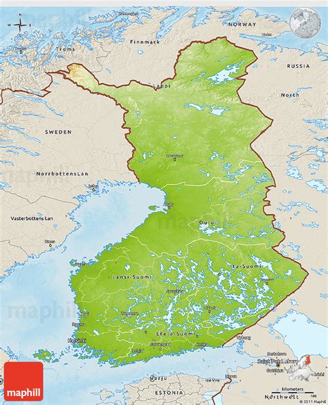 Physical 3d Map Of Finland Shaded Relief Outside