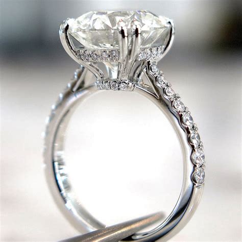 Annabel 5 Carat Round Diamond Engagement Ring With Micropavé In